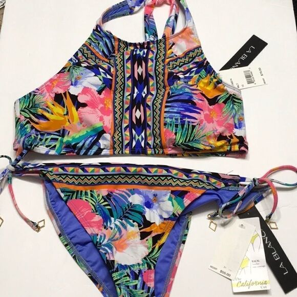 Tropical halter top/side tie bikini. NWT - Picture 7 of 8